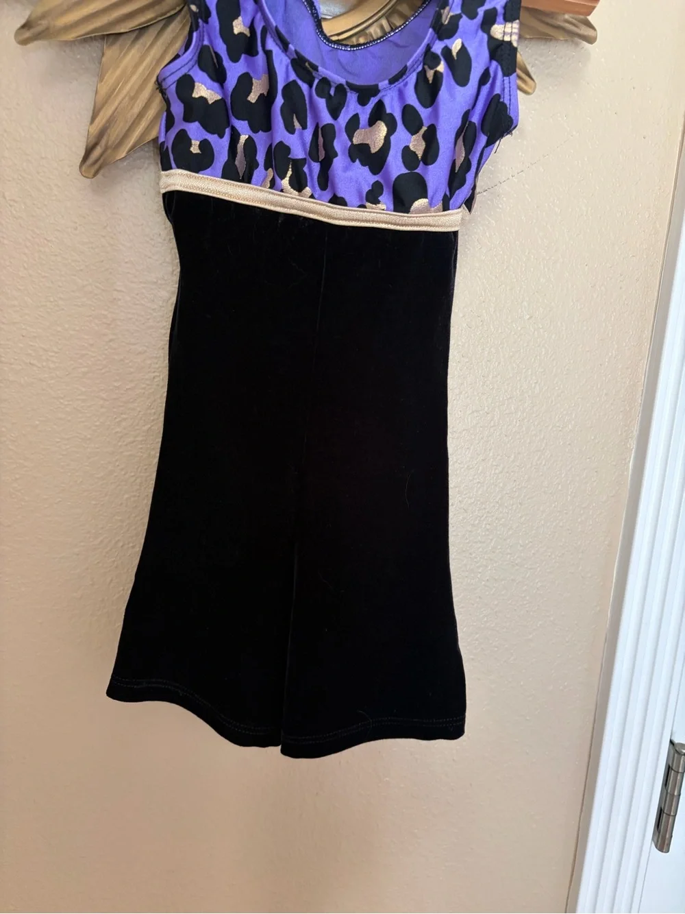 CUTE Vintage Destria Gymnast Outfit for a Little Girl SZ XS Velvet Animal Print